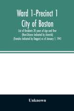 Ward 1-Precinct 1; City of Boston; List of Residents 20 years of Age and Over (Non-Citizens Indicated by Asterisk) (Females Indicated by Dagger) as of January 1, 1941 af UNKNOWN