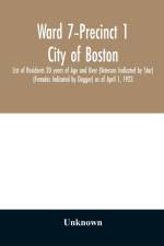Ward 7-Precinct 1; City of Boston; List of Residents 20 years of Age and Over (Veterans Indicated by Star) (Females Indicated by Dagger) as of April 1, 1923 af Unknown