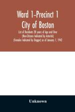 Ward 1-Precinct 1; City of Boston; List of Residents 20 years of Age and Over (Non-Citizens Indicated by Asterisk) (Females Indicated by Dagger) as of January 1, 1942 af Unknown