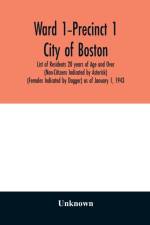 Ward 1-Precinct 1; City of Boston; List of Residents 20 years of Age and Over (Non-Citizens Indicated by Asterisk) (Females Indicated by Dagger) as of January 1, 1943 af Unknown
