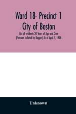 Ward 18- Precinct 1; City of Boston; List of residents 20 Years of Age and Over (Females Indicted by Dagger) As of April 1, 1926 af Unknown