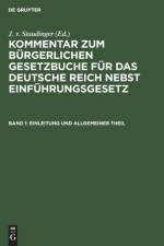 Einleitung und Allgemeiner Theil af Staudinger Julius von Staudinger