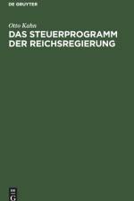 Steuerprogramm der Reichsregierung af Otto Kahn