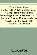 An das Stiftsfräulein Wilhelmine von Zenge 1800 af Heinrich von Kleist