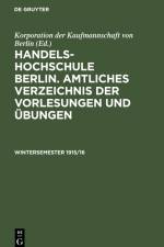 Wintersemester 1915/16 af Korporation Der Kaufmannschaft Von Berlin