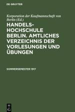 Sommersemester 1917 af Korporation Der Kaufmannschaft Von Berlin