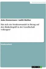 Hat sich ein Strukturwandel in Bezug auf den Risikobegriff in der Gesellschaft vollzogen? af Judith Walther