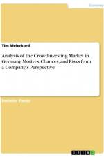Analysis of the Crowdinvesting Market in Germany. Motives, Chances, and Risks from a Company's Perspective af Tim Meierkord