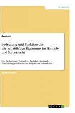 Bedeutung und Funktion des wirtschaftlichen Eigentums im Handels- und Steuerrecht af Anonym