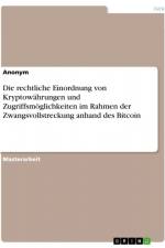 Die rechtliche Einordnung von Kryptowährungen und Zugriffsmöglichkeiten im Rahmen der Zwangsvollstreckung anhand des Bitcoin af Anonym