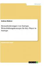 Herausforderungen von Startups. Weiterbildungskonzepts für Key Player in Startups af Andreas Mederer