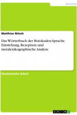 Das Wörterbuch der Botokuden-Sprache. Entstehung, Rezeption und metalexikographische Analyse af Matthias Nitsch