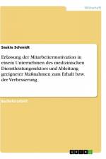 Erfassung der Mitarbeitermotivation in einem Unternehmen des medizinischen Dienstleistungssektors und Ableitung geeigneter Maßnahmen zum Erhalt bzw. der Verbesserung af Saskia Schmidt