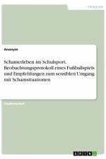 Schamerleben im Schulsport. Beobachtungsprotokoll eines Fußballspiels und Empfehlungen zum sensiblen Umgang mit Schamsituationen af Anonym