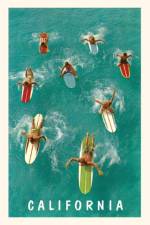 The Vintage Journal Aerial View of Surfers with Colorful Boards, California