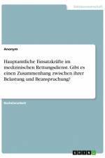 Hauptamtliche Einsatzkräfte im medizinischen Rettungsdienst. Gibt es einen Zusammenhang zwischen ihrer Belastung und Beanspruchung? af Anonym
