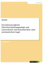Investitionsvergleich. Pulverbeschichtungsanlage und Laserschneid- und Stanzmaschine samt automatischem Lager af Anonym