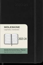 Moleskine 18 Monate Wochenkalender 2023/2024, P/A6, 1 Wo = 2 Seiten, Horizontal, Hard Cover, Schwarz