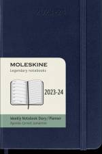 Moleskine 18 Monate Wochen Notizkalender 2023/2024, P/A6, 1 Wo = 1 Seite, Rechts Linierte Seite, Hard Cover, Saphir