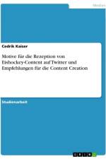 Motive für die Rezeption von Eishockey-Content auf Twitter und Empfehlungen für die Content Creation af Cedrik Kaiser
