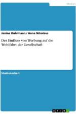 Der Einfluss von Werbung auf die Wohlfahrt der Gesellschaft af Janine Kuhlmann