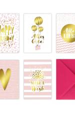 5 Geburtstagskarten im Set inkl. Umschläge in pink. Rosa Glückwunschkarten zum in DIN A6 mit edler Folienprägung in Gold. Klappkarten zum Geburtstag, Hochzeit, Geburt, Firmung, Konfirmation af Lisa Wirth