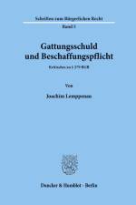 Gattungsschuld und Beschaffungspflicht. af Joachim Lemppenau