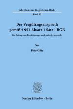 Der Vergütungsanspruch gemäß § 951 Absatz 1 Satz 1 BGB. af Peter Gotz