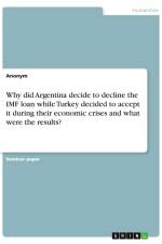 Why did Argentina decide to decline the IMF loan while Turkey decided to accept it during their economic crises and what were the results? af Anonym