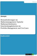 Herausforderungen im Markenmanagement. Typische Markenarchitekturen, Entscheidungskriterien im Portfolio-Management und Use-Cases af Anonymous