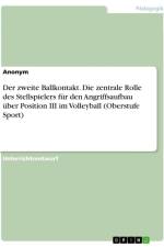 Der zweite Ballkontakt. Die zentrale Rolle des Stellspielers für den Angriffsaufbau über Position III im Volleyball (Oberstufe Sport) af Anonymous