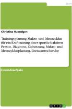 Trainingsplanung Makro- und Mesozyklus für ein Krafttraining einer sportlich aktiven Person. Diagnose, Zielsetzung, Makro- und Mesozyklusplanung, Literaturrecherche af Christina Huendgen
