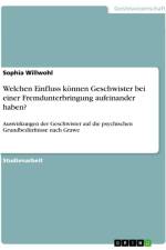 Welchen Einfluss können Geschwister bei einer Fremdunterbringung aufeinander haben? af Sophia Willwohl