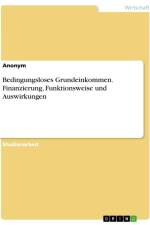 Bedingungsloses Grundeinkommen. Finanzierung, Funktionsweise und Auswirkungen af Anonymous