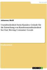 Unzufriedenheit beim Kunden. Gründe für die Entstehung von Kundenunzufriedenheit bei Fast Moving Consumer Goods af Johannes Weiß