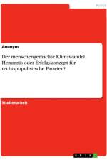 Der menschengemachte Klimawandel. Hemmnis oder Erfolgskonzept für rechtspopulistische Parteien? af Anonymous