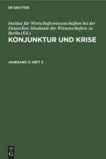 Konjunktur und Krise. Jahrgang 11, Heft 3 af Institut für Wirtschaftswissenschaften bei der Deutschen Akademie der Wissenschaften zu Berlin
