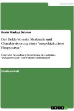 Der Deklarativsatz. Merkmale und Charakterisierung einer 