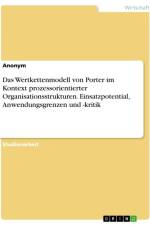 Das Wertkettenmodell von Porter im Kontext prozessorientierter Organisationsstrukturen. Einsatzpotential, Anwendungsgrenzen und -kritik af Anonymous