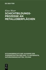 Schichtbildungsprozesse an Metalloberflachen af Meyer Klaus Meyer