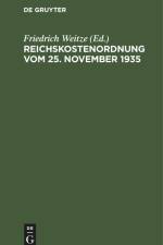 Reichskostenordnung vom 25. November 1935 af Friedrich Weitze