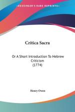 Critica Sacra af Henry Owen