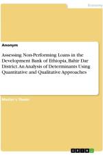 Assessing Non-Performing Loans in the Development Bank of Ethiopia, Bahir Dar District. An Analysis of Determinants Using Quantitative and Qualitative Approaches af Anonymous