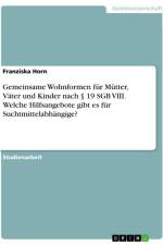 Gemeinsame Wohnformen für Mütter, Väter und Kinder nach § 19 SGB VIII. Welche Hilfsangebote gibt es für Suchtmittelabhängige? af Franziska Horn