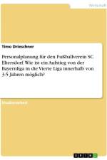 Personalplanung für den Fußballverein SC Eltersdorf. Wie ist ein Aufstieg von der Bayernliga in die Vierte Liga innerhalb von 3-5 Jahren möglich? af Timo Drieschner