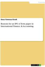 Reasons for an IPO. A Term paper in International Finance & Accounting af Gesa Vanessa Krack