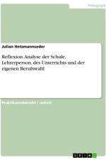 Reflexion. Analyse der Schule, Lehrerperson, des Unterrichts und der eigenen Berufswahl af Julian Hetzmannseder