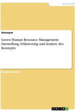 Green Human Resource Management. Darstellung, Erläuterung und Analyse des Konzepts af Anonymous