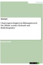 Chancengerechtigkeit im Bildungsbereich. Die Effekte sozialer Herkunft und Risikobiografien af Anonymous