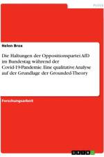 Die Haltungen der Oppositionspartei AfD im Bundestag während der Covid-19-Pandemie. Eine qualitative Analyse auf der Grundlage der Grounded-Theory af Helen Brox